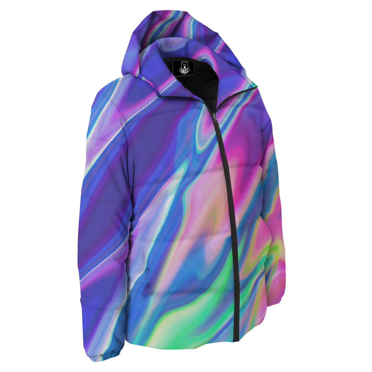 Holographic Bright Print Down Jacket-grizzshop