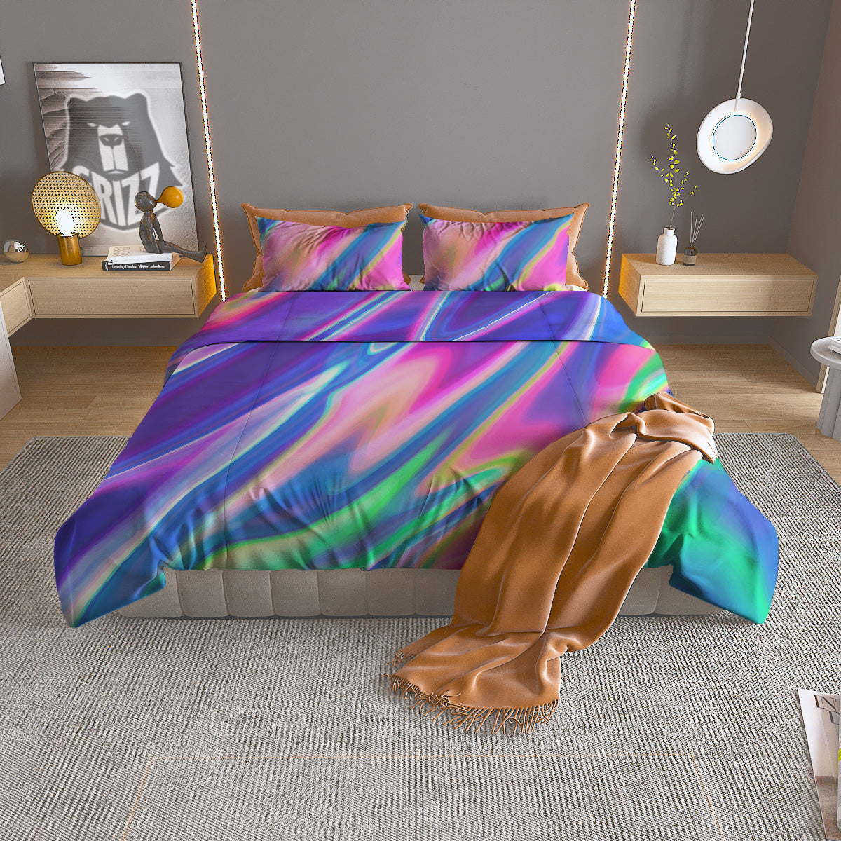 Graffiti Grunge Print Pattern Duvet Cover Bedding Set
