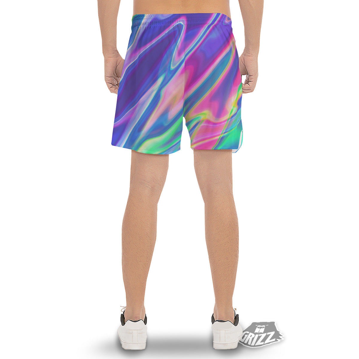 Holographic Bright Print Men's Gym Shorts-grizzshop
