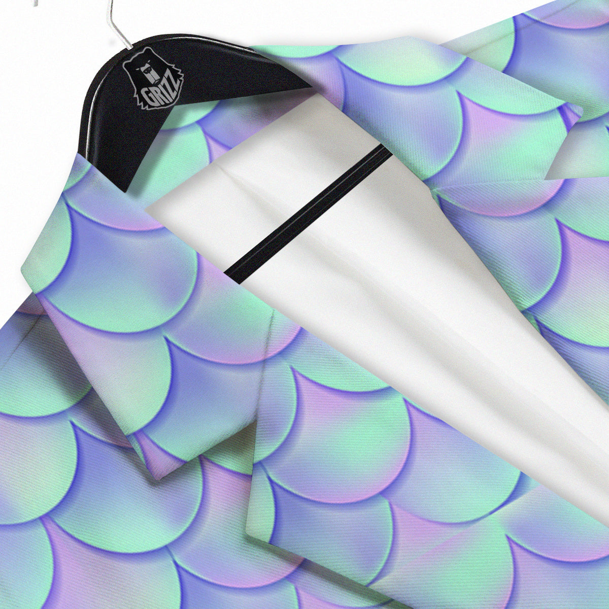 Holographic Mermaid Tail Print Pattern Men's Sport Coat-grizzshop