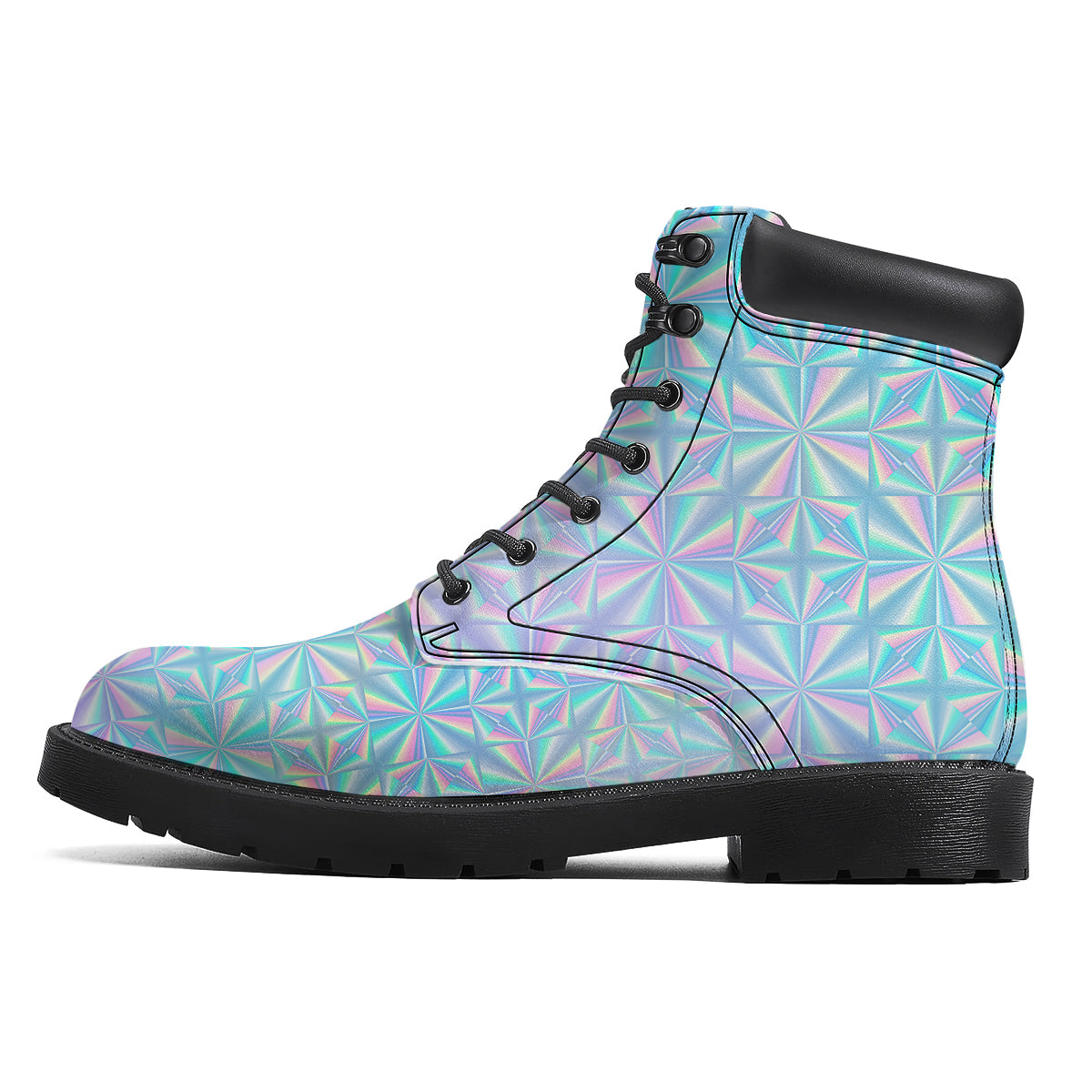 Holographic Paper Texture Print Boots-grizzshop