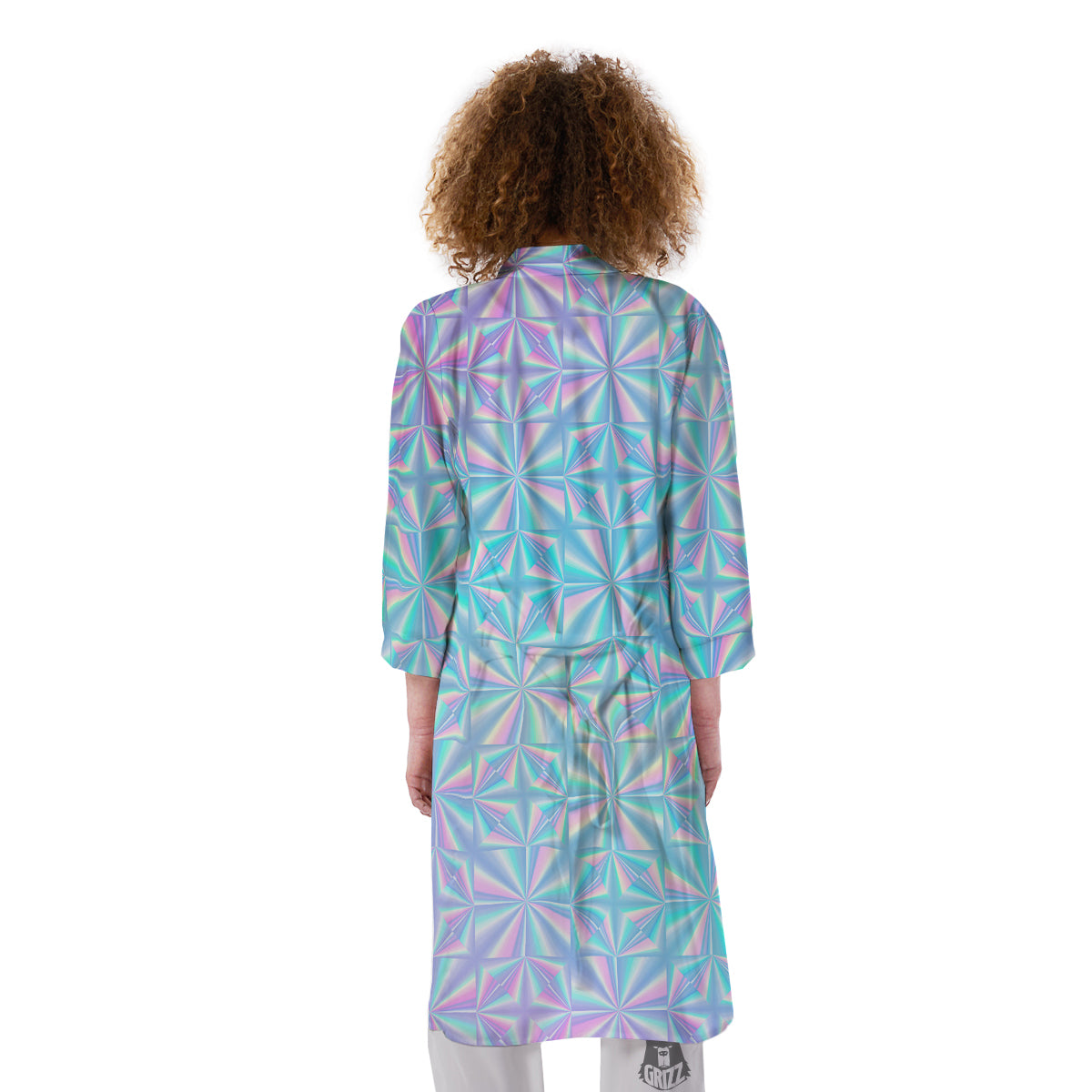 Holographic Paper Texture Print Kimono-grizzshop