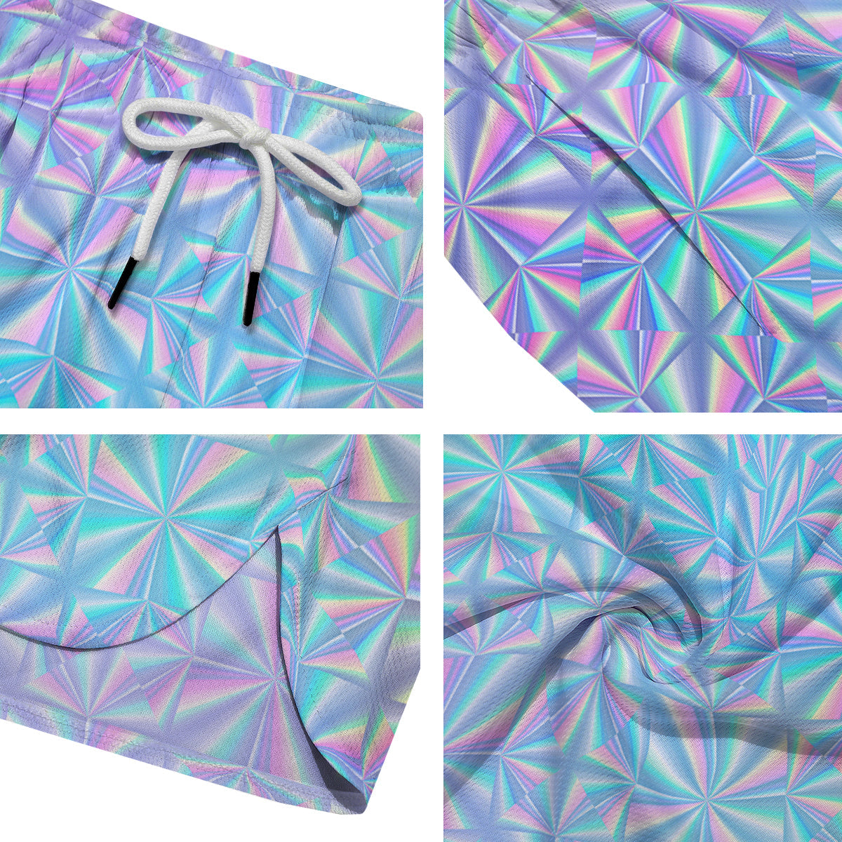 Holographic Paper Texture Print Men's Running Shorts-grizzshop