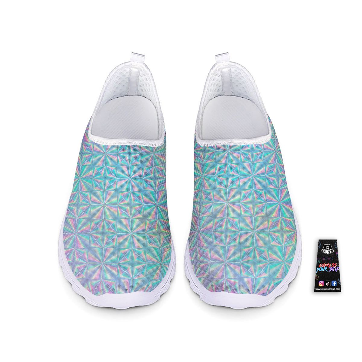 Holographic Paper Texture Print Nurse Shoes-grizzshop