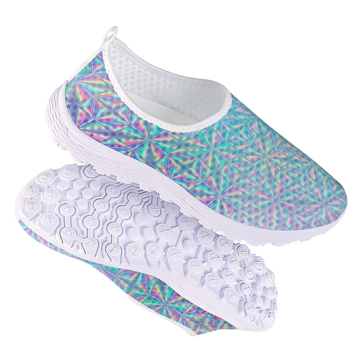 Holographic Paper Texture Print Nurse Shoes-grizzshop