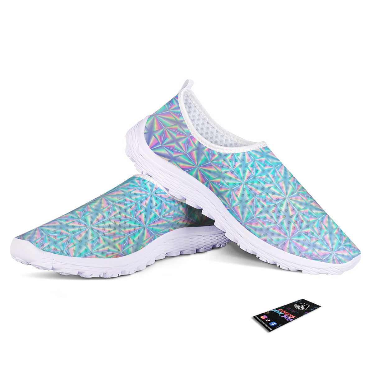 Holographic Paper Texture Print Nurse Shoes-grizzshop