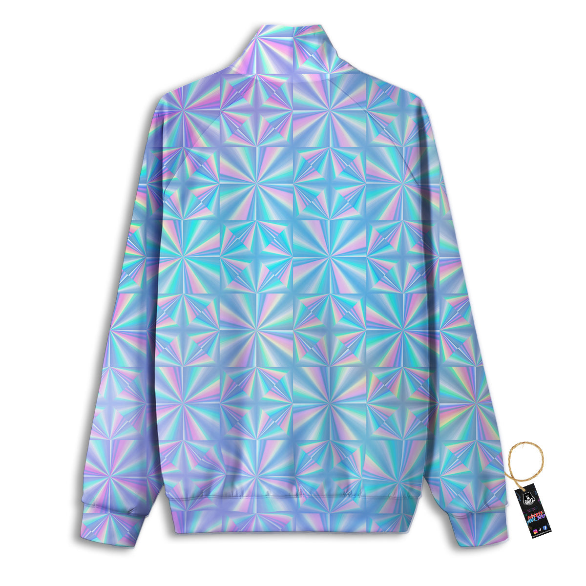 Holographic Paper Texture Print Track Jacket-grizzshop