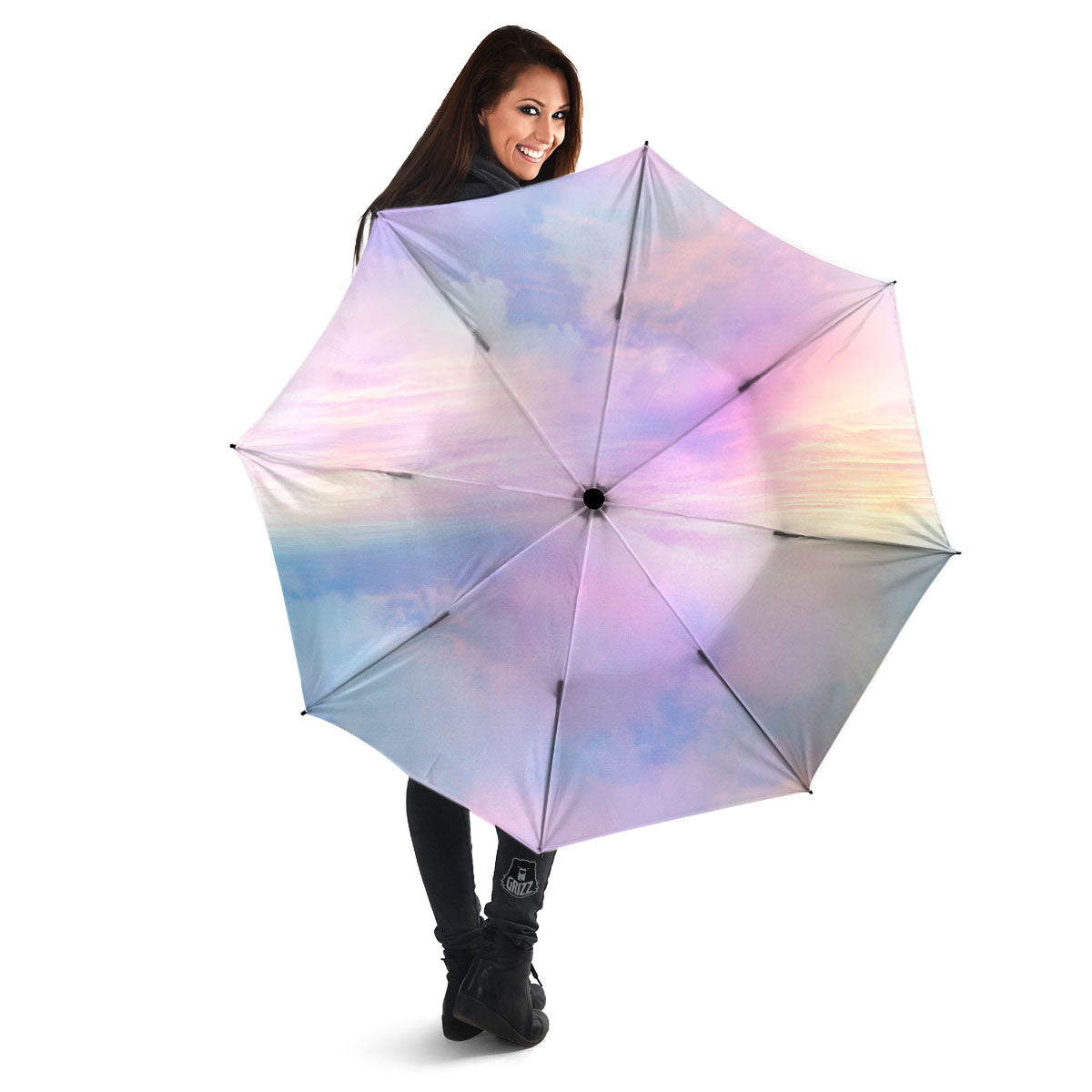 Holographic Pastel Print Umbrella-grizzshop