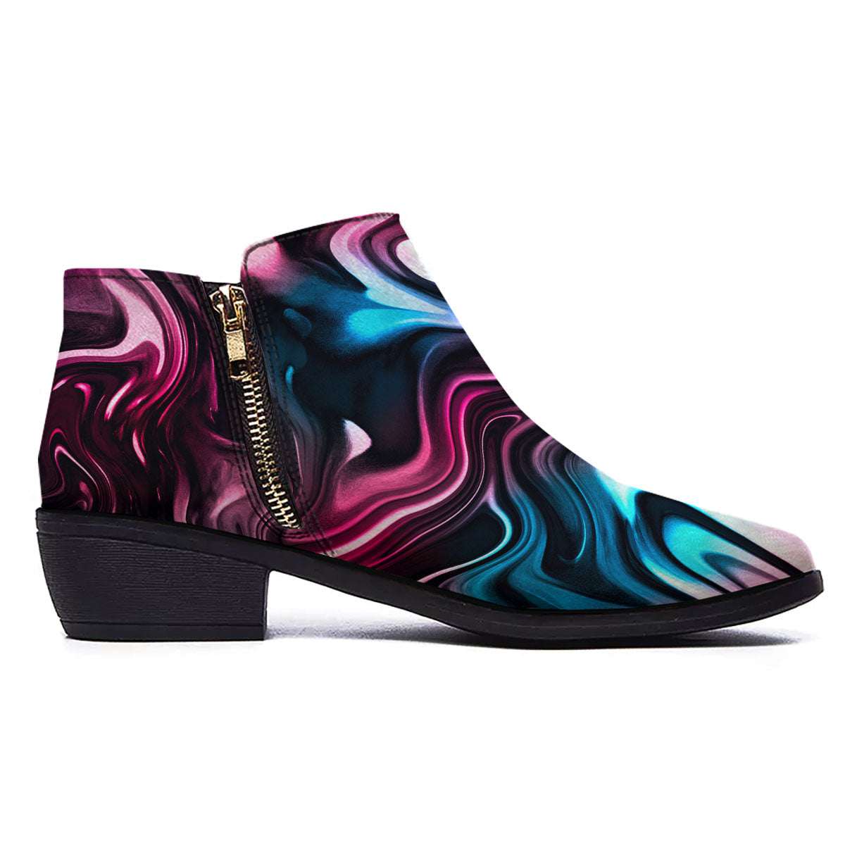 Holographic Psychedelic Print Pattern Ankle Boots-grizzshop