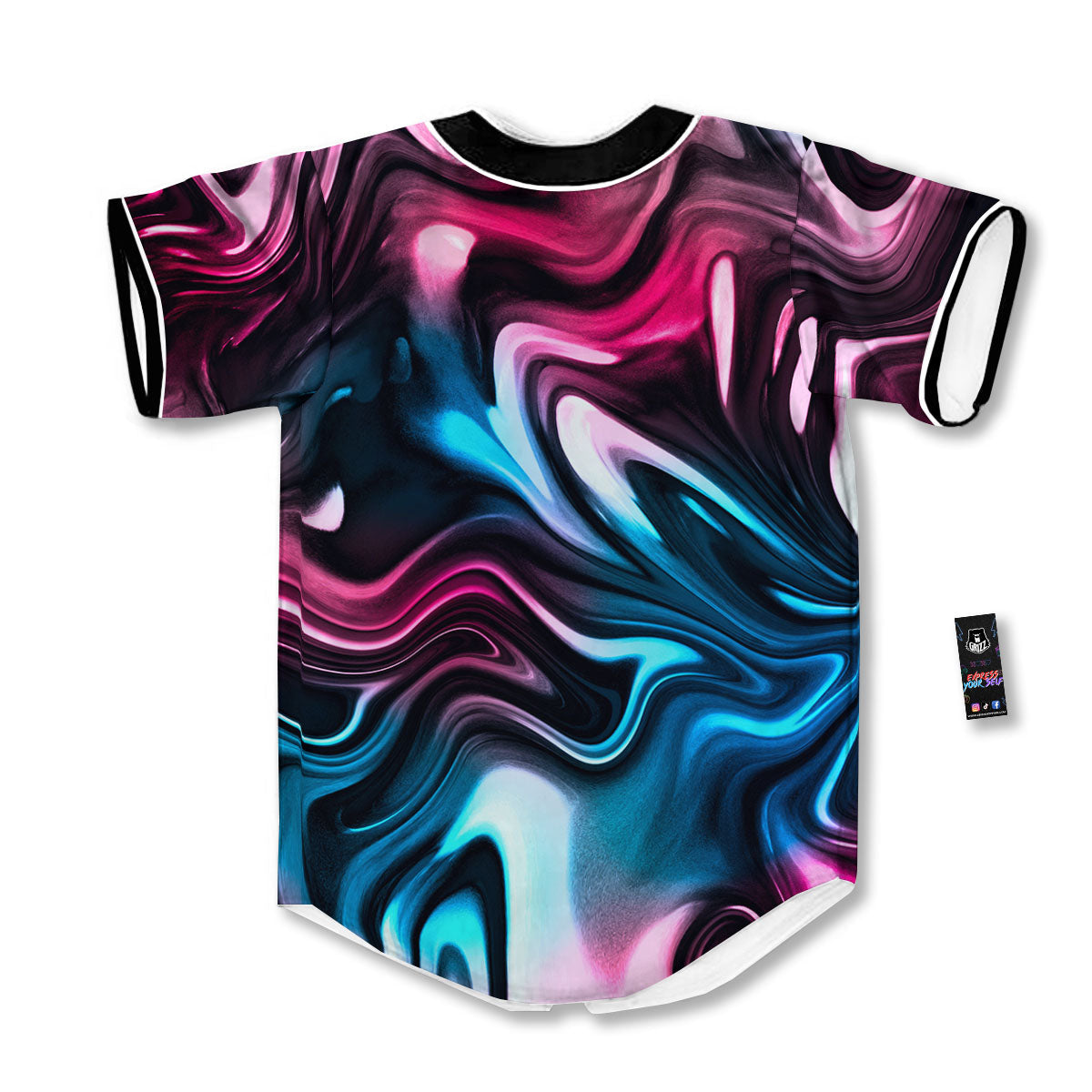 Holographic Psychedelic Print Pattern Baseball Jersey-grizzshop