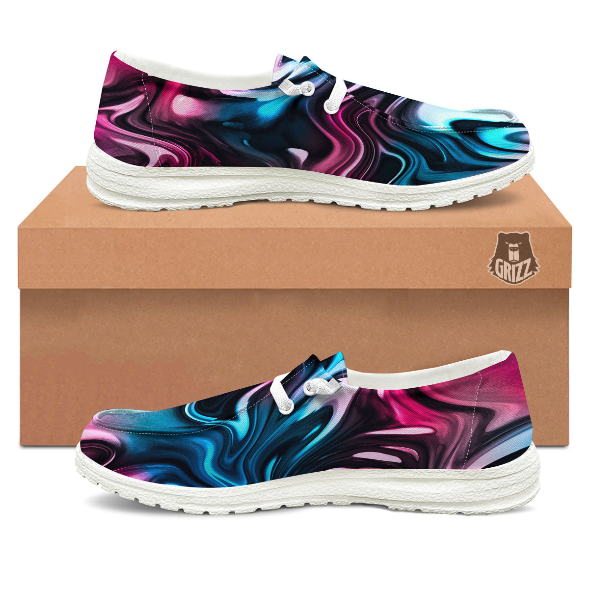 Holographic Psychedelic Print Pattern Black Loafers-grizzshop