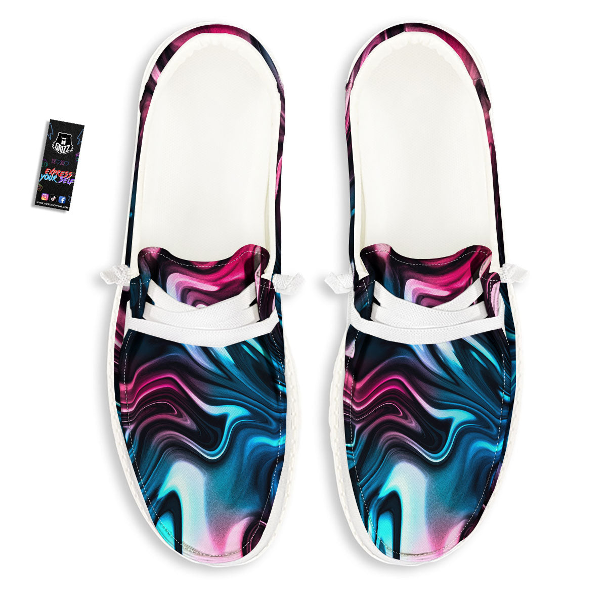 Holographic Psychedelic Print Pattern Black Loafers-grizzshop