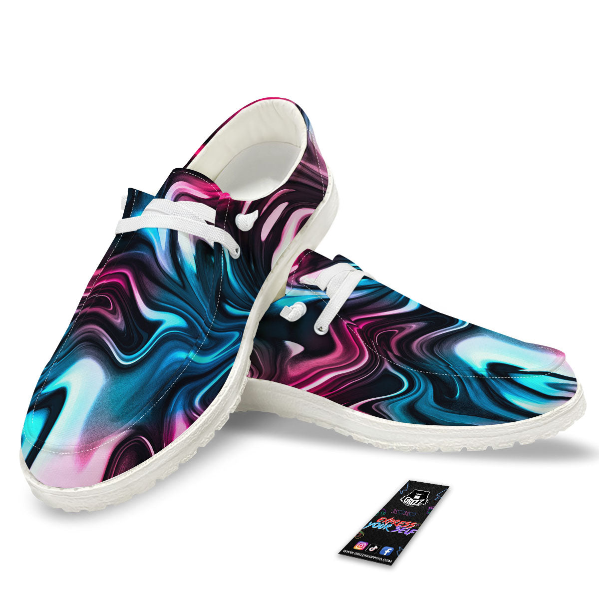 Holographic Psychedelic Print Pattern Black Loafers-grizzshop
