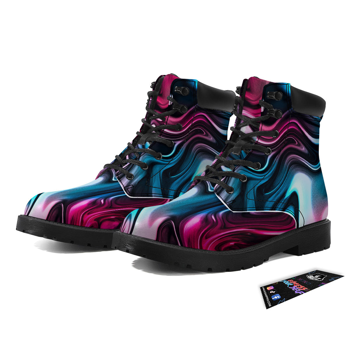 Holographic Psychedelic Print Pattern Boots-grizzshop