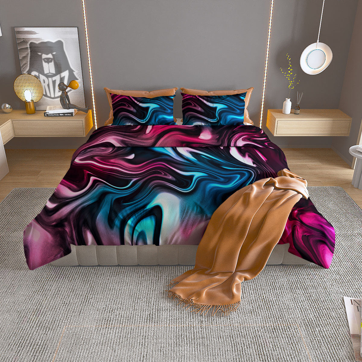 Hibiscus Blossom Tropical Print Pattern Duvet Cover Bedding Set
