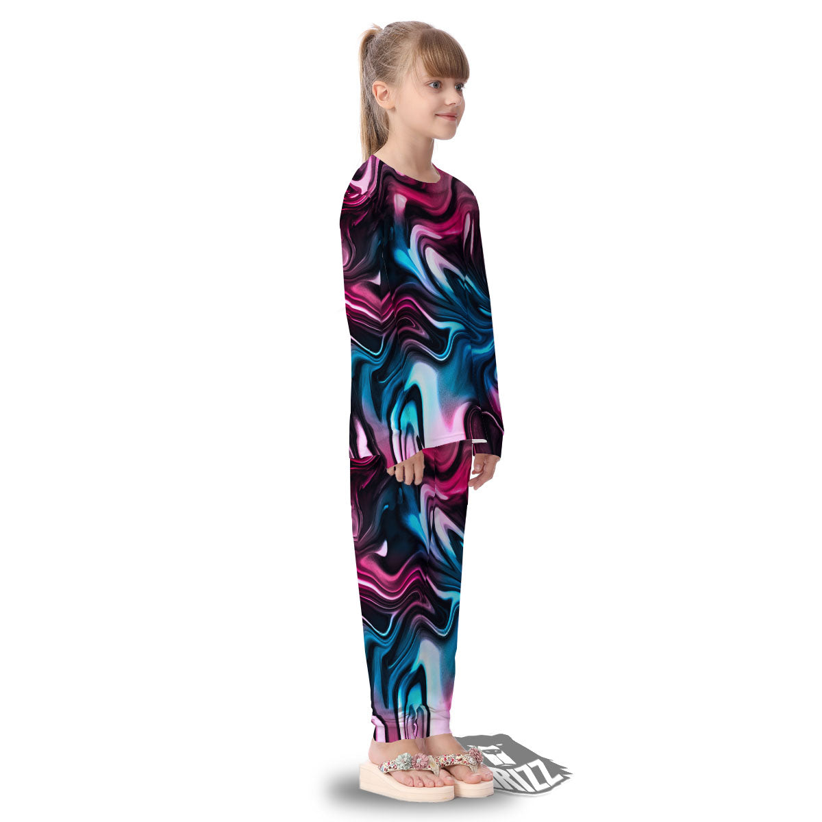 Holographic Psychedelic Print Pattern Kid's Pajamas-grizzshop