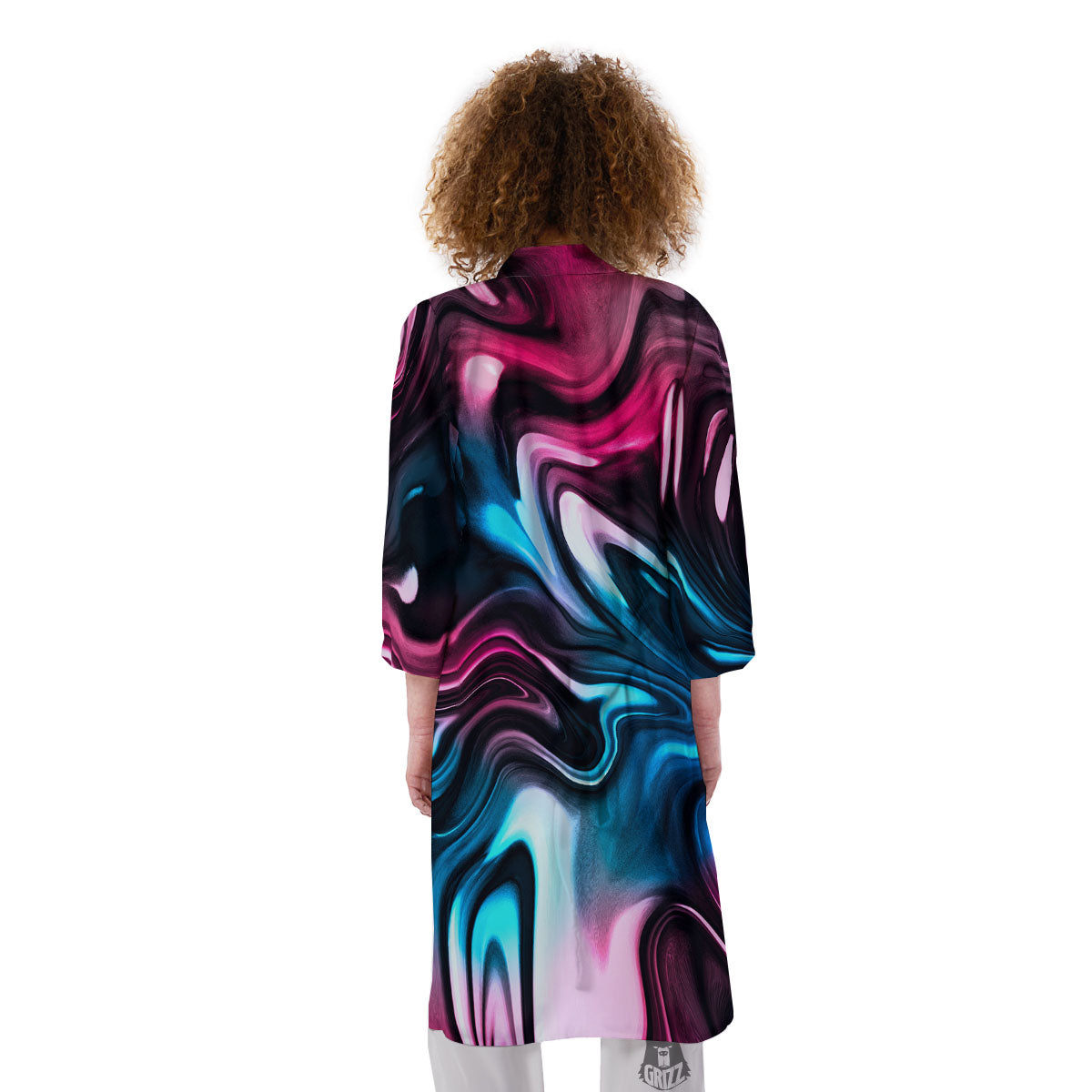 Holographic Psychedelic Print Pattern Kimono-grizzshop