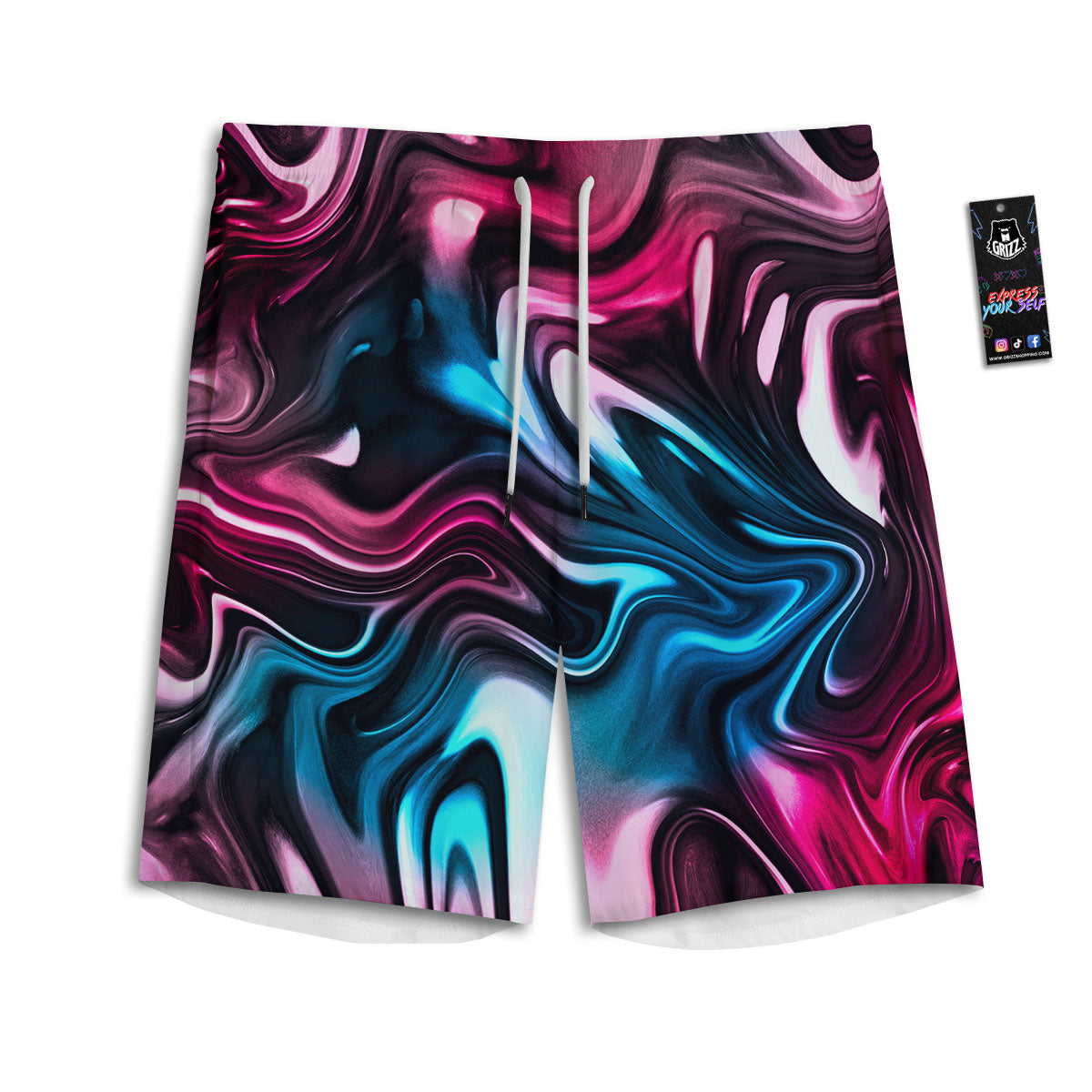 Holographic Psychedelic Print Pattern Men's Athletic Shorts