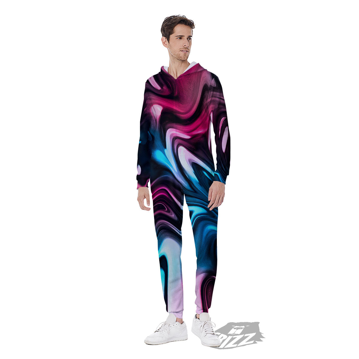 Holographic Psychedelic Print Pattern Men's Jumpsuit-grizzshop