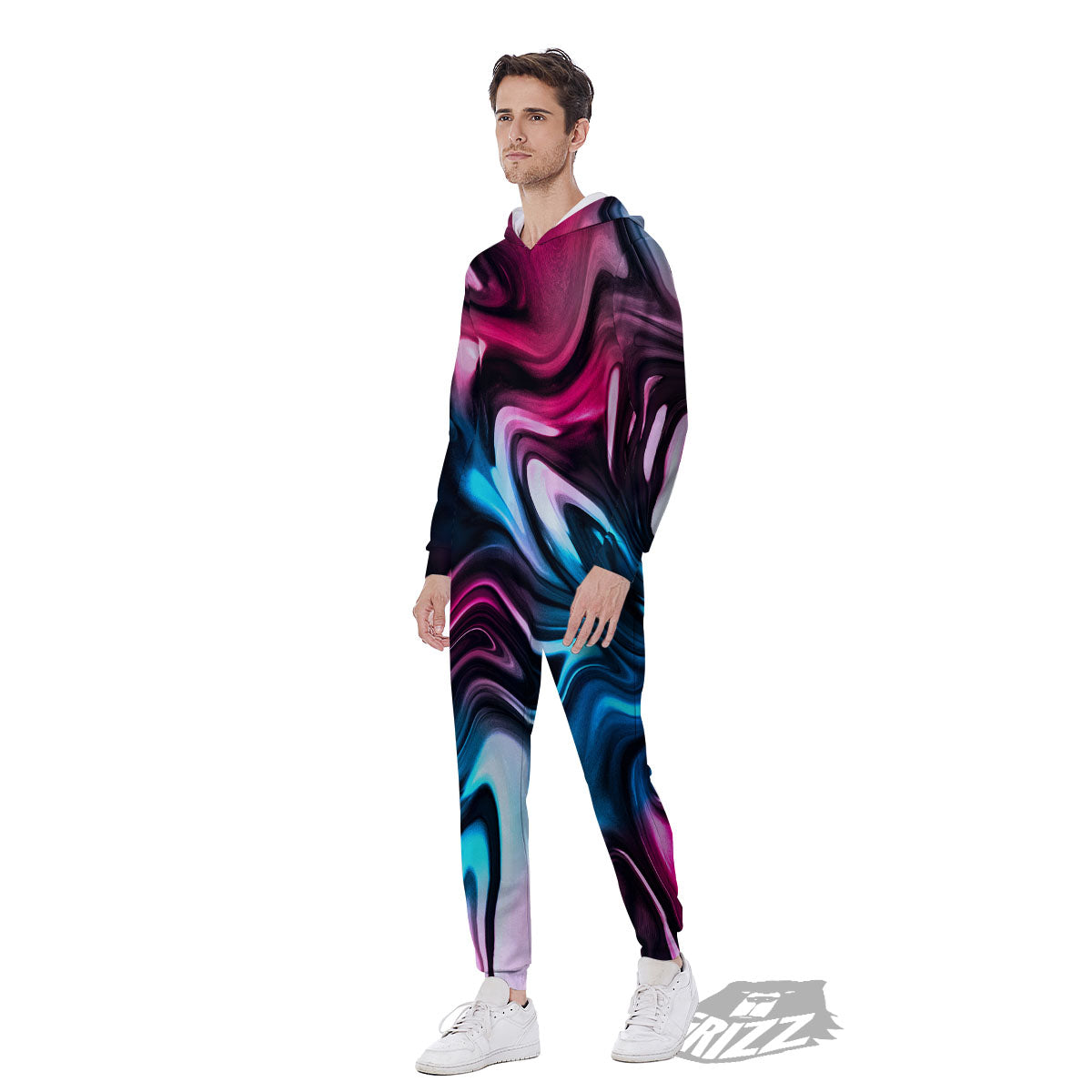 Holographic Psychedelic Print Pattern Men's Jumpsuit-grizzshop