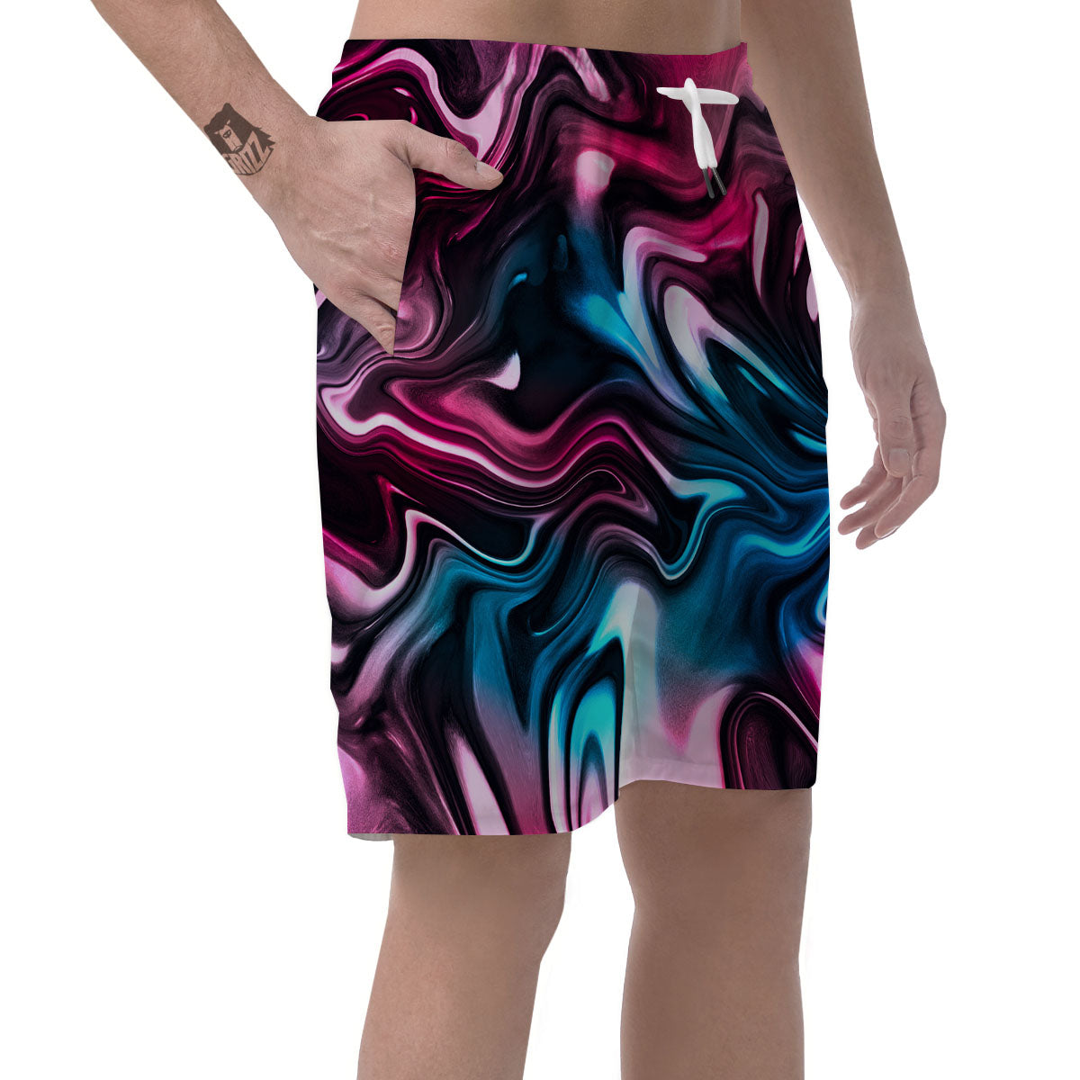 Holographic Psychedelic Print Pattern Men's Shorts-grizzshop