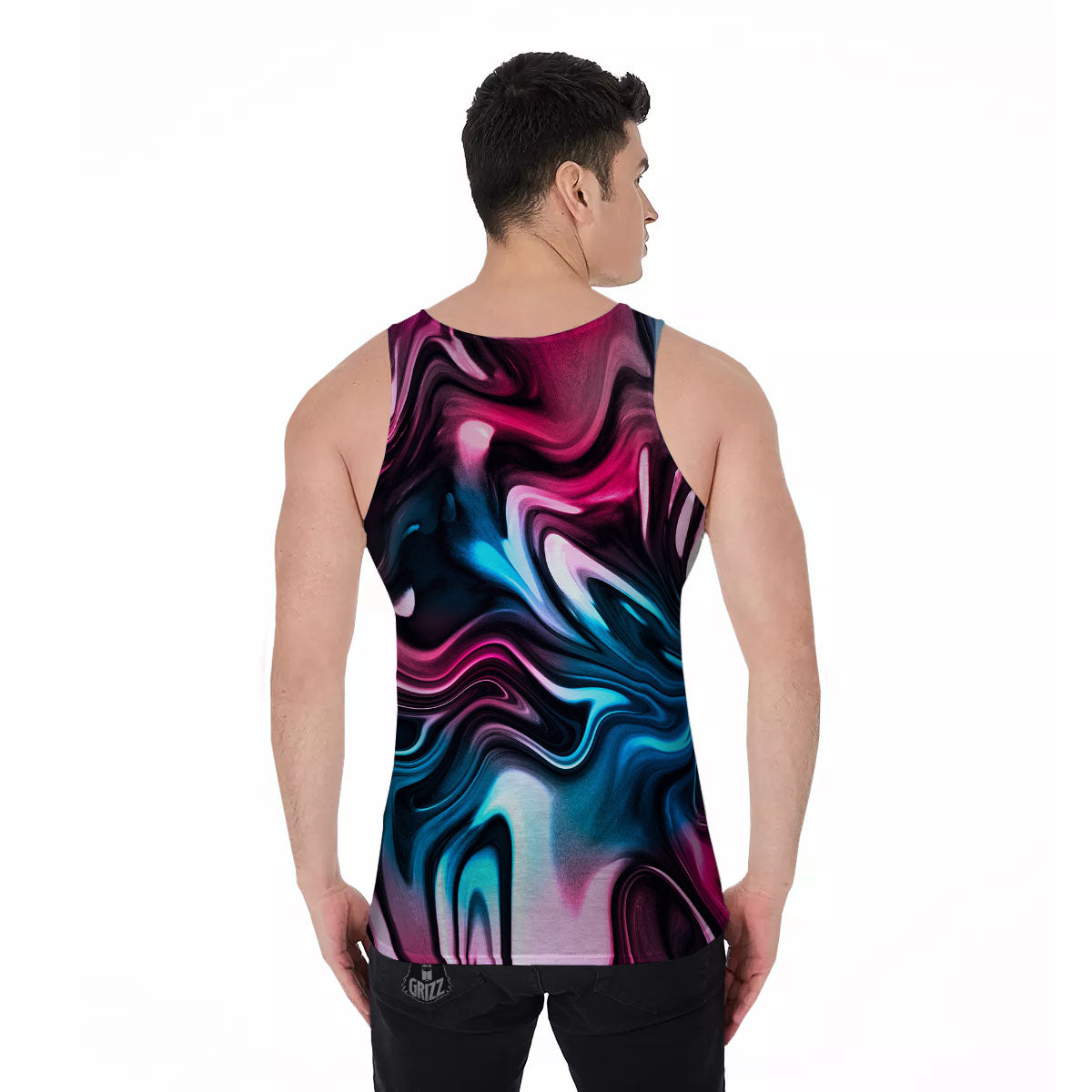 Holographic Psychedelic Print Pattern Men's Tank Top-grizzshop