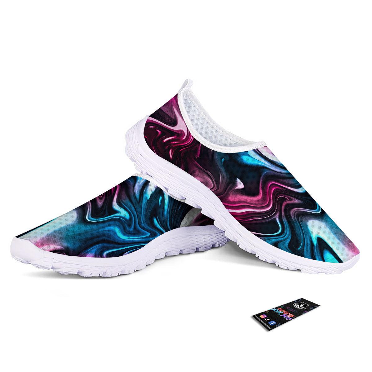 Holographic Psychedelic Print Pattern Nurse Shoes-grizzshop