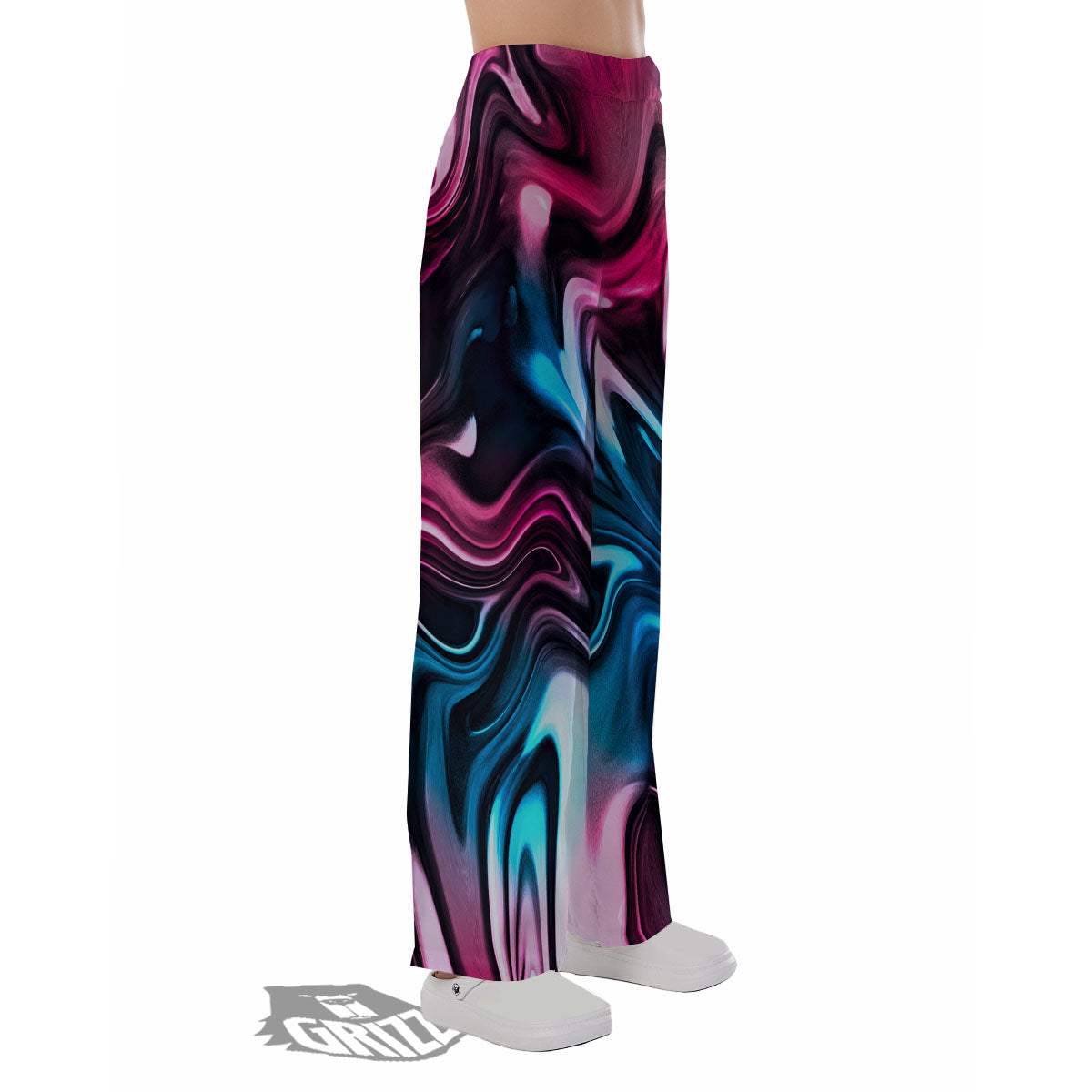 Holographic Psychedelic Print Pattern Pajama Pants-grizzshop