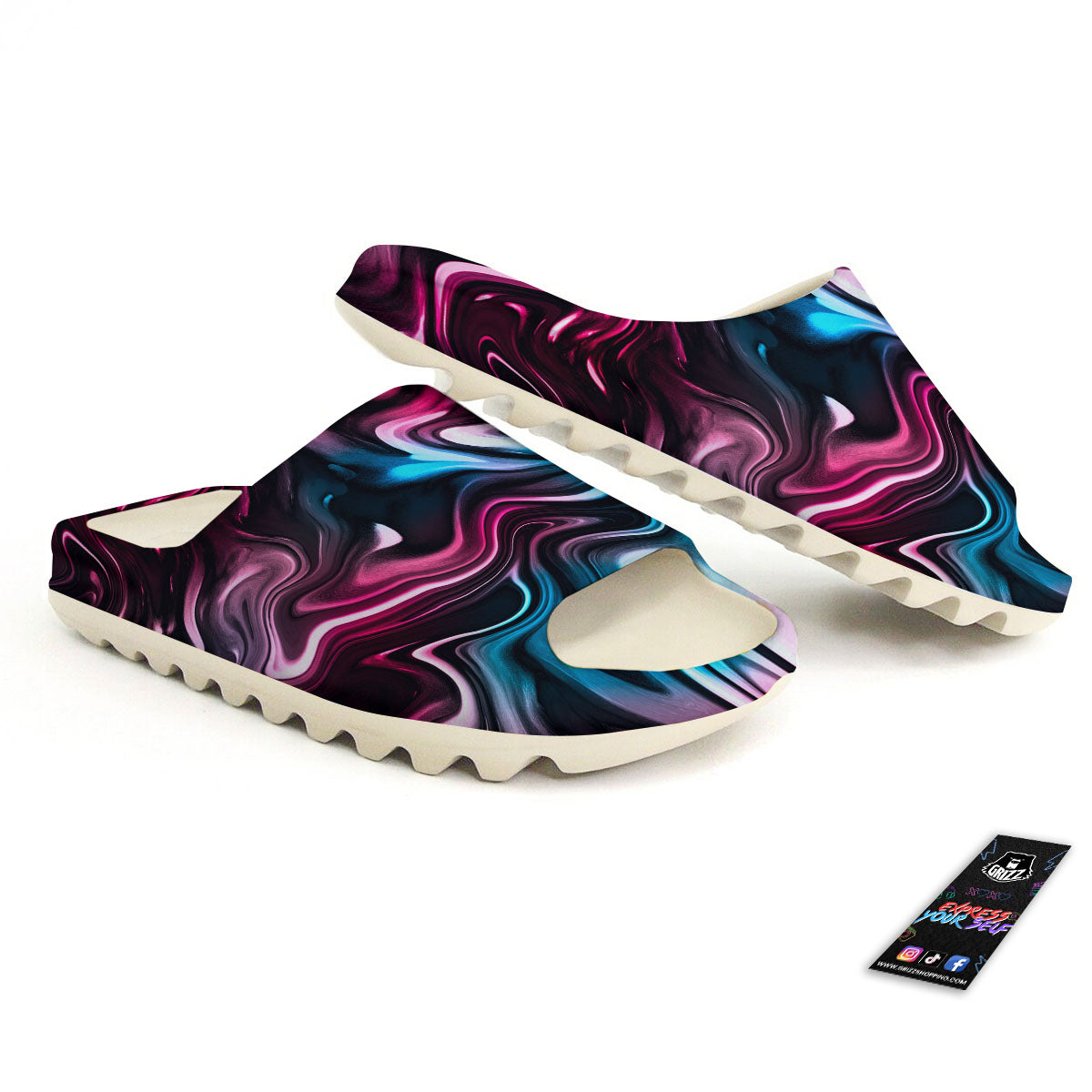 Holographic Psychedelic Print Pattern Sandals-grizzshop