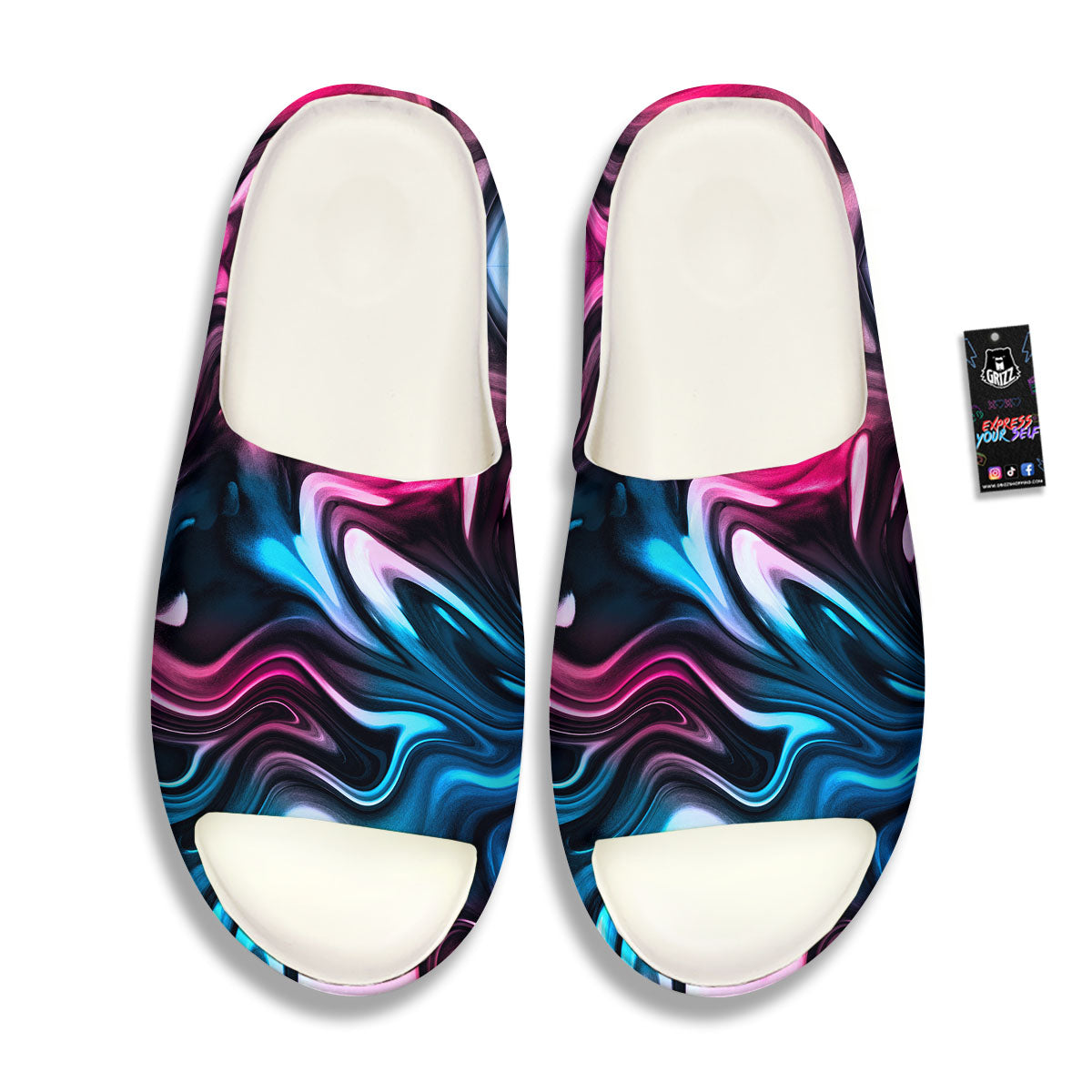 Holographic Psychedelic Print Pattern Sandals-grizzshop