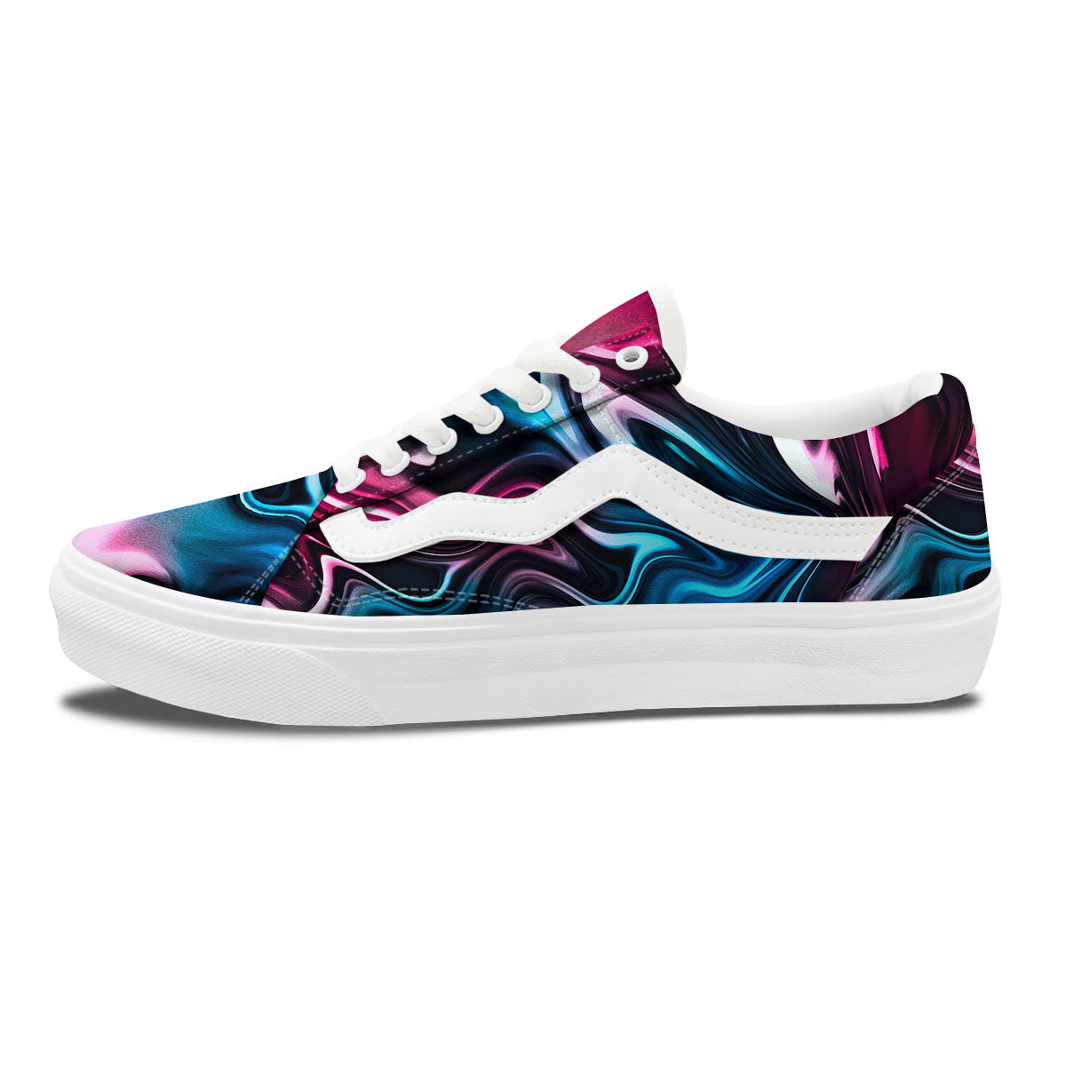 Holographic Psychedelic Print Pattern Skate Shoes-grizzshop