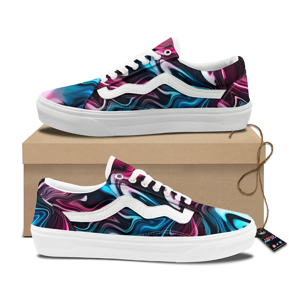 Holographic Psychedelic Print Pattern Skate Shoes-grizzshop
