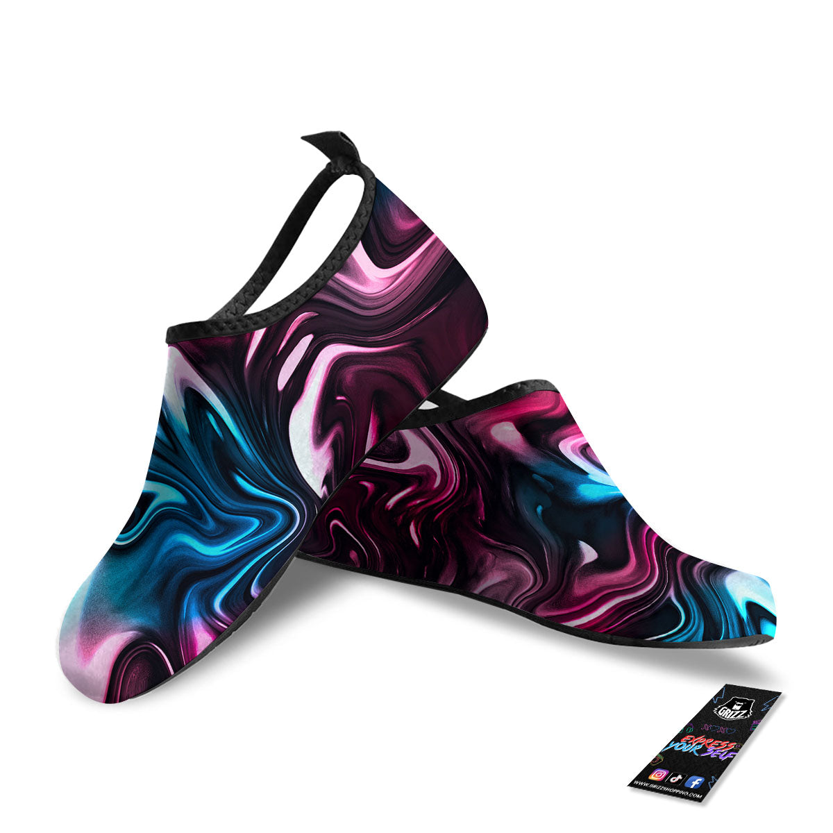 Holographic Psychedelic Print Pattern Water Shoes-grizzshop