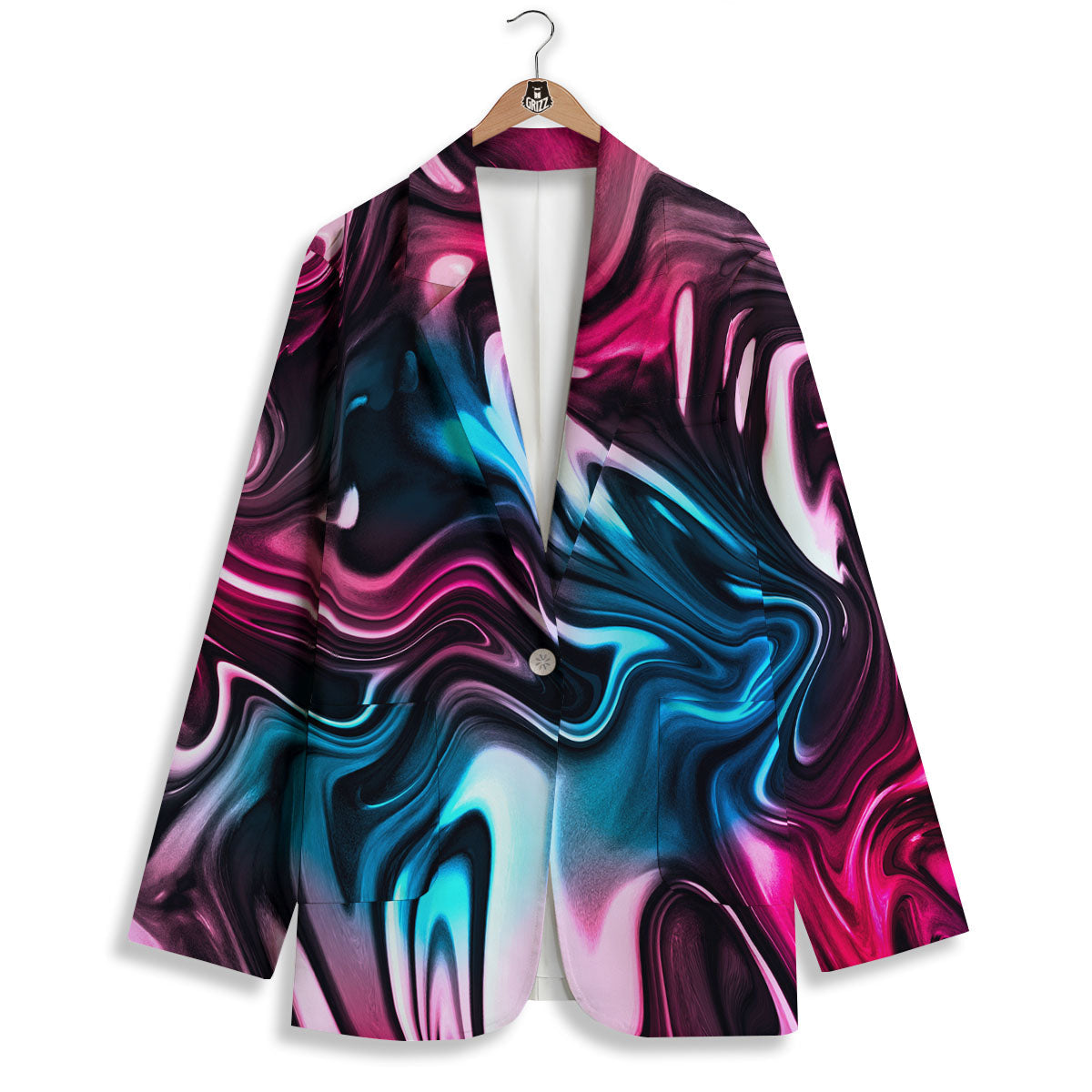 Holographic Psychedelic Print Pattern Women's Blazer-grizzshop
