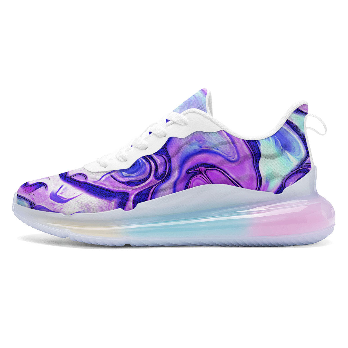 Holographic Purple Print Pattern Running Sneakers-grizzshop