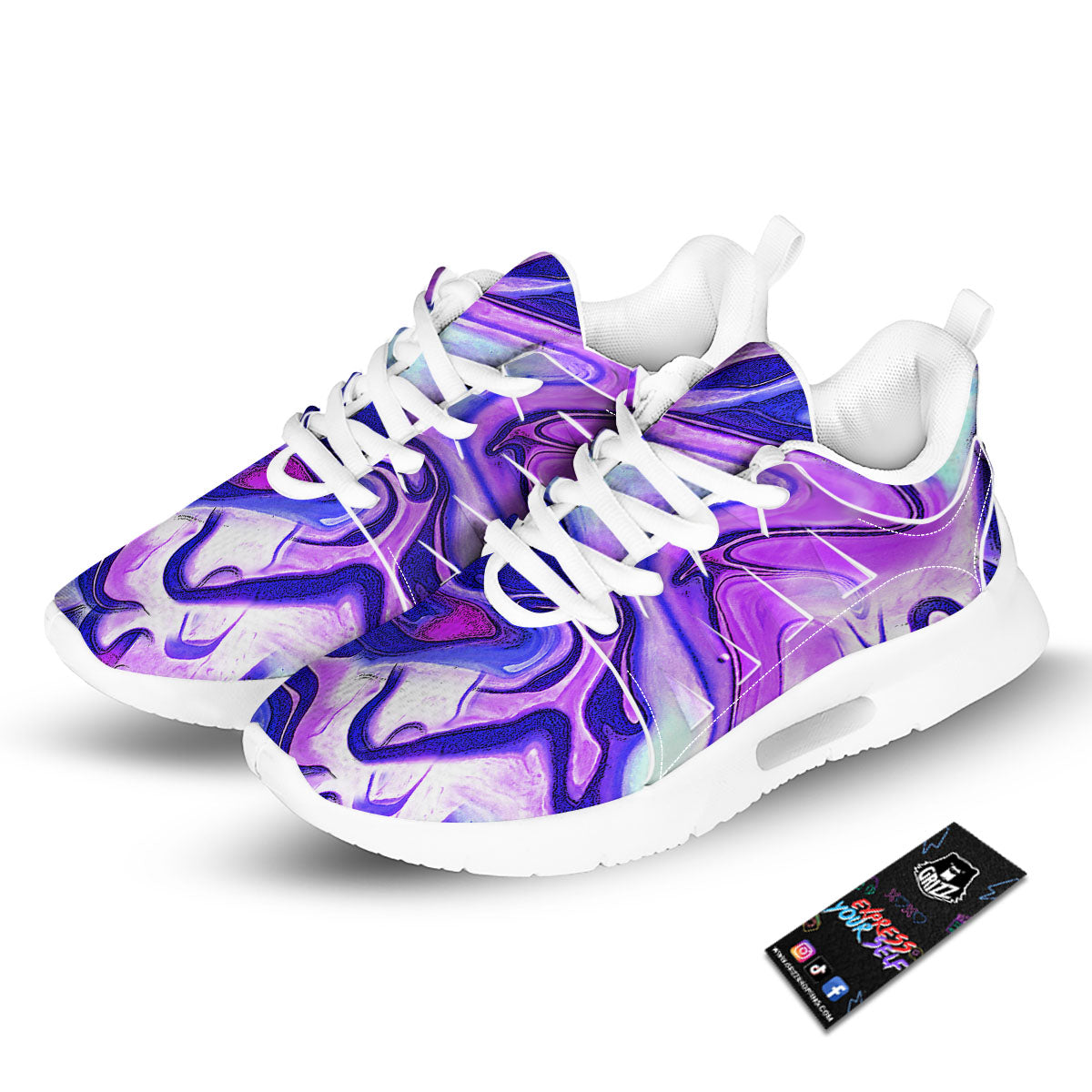 Holographic Purple Print Pattern Tennis Shoes-grizzshop