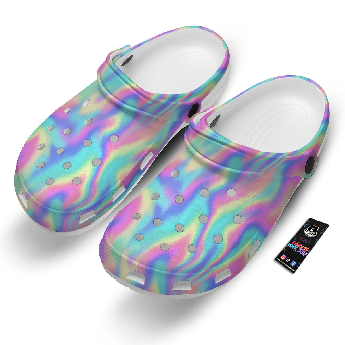 Holographic Rainbow Print Pattern Clog-grizzshop