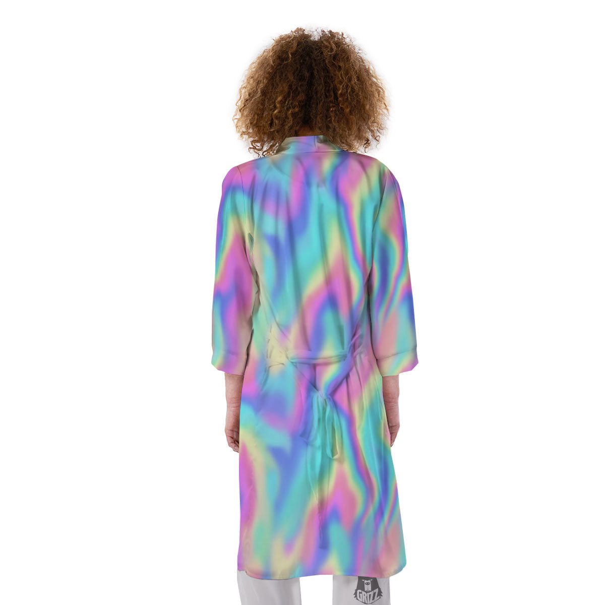 Holographic Rainbow Print Pattern Kimono-grizzshop