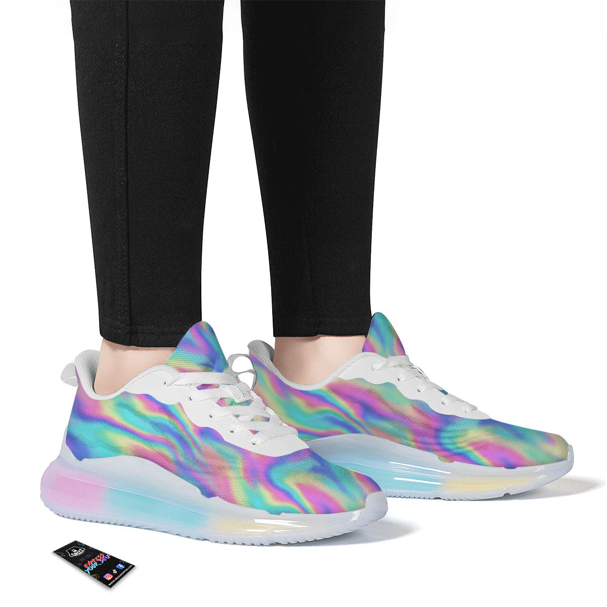 Holographic Rainbow Print Pattern Running Sneakers-grizzshop