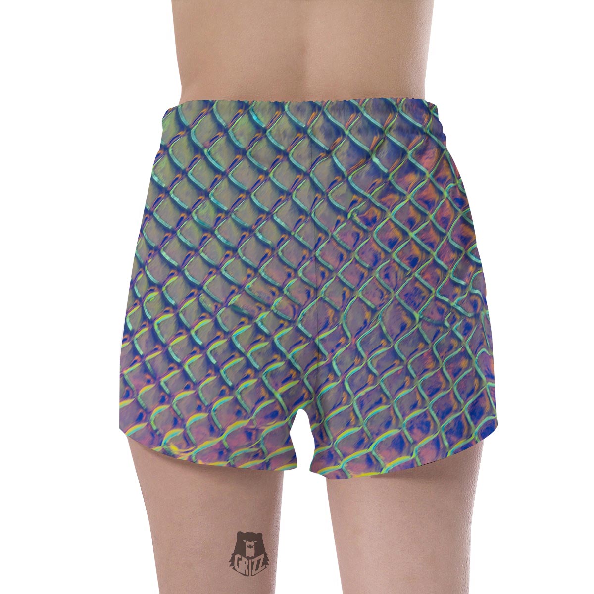 Holographic Snakeskin Print Women's Shorts-grizzshop