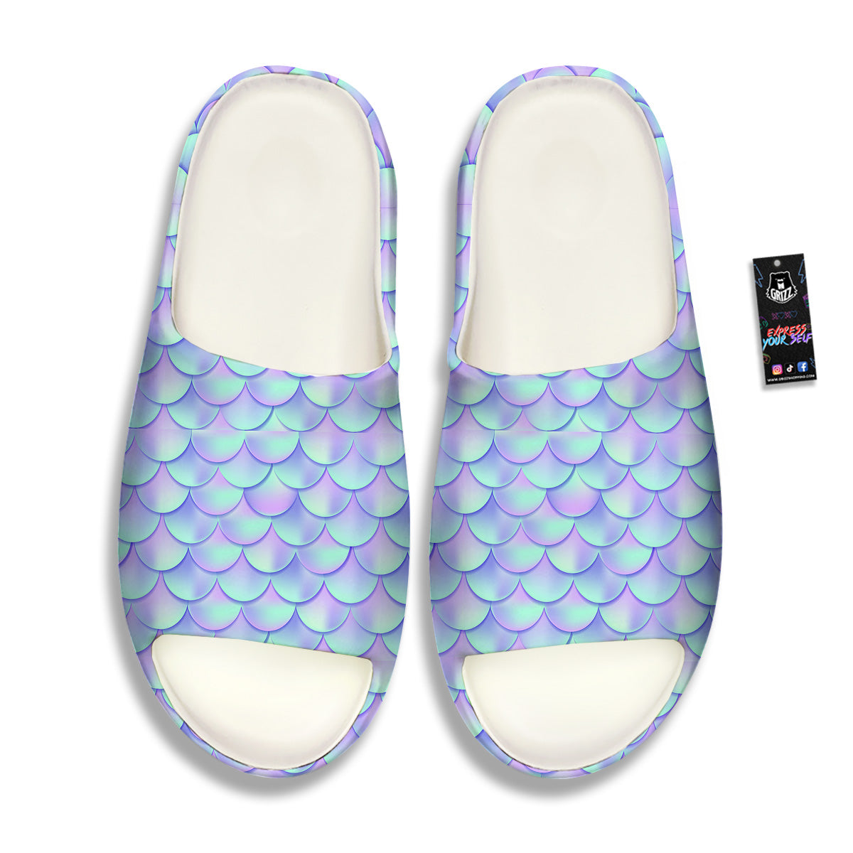 Holographic Mermaid Tail Print Pattern Sandals-grizzshop