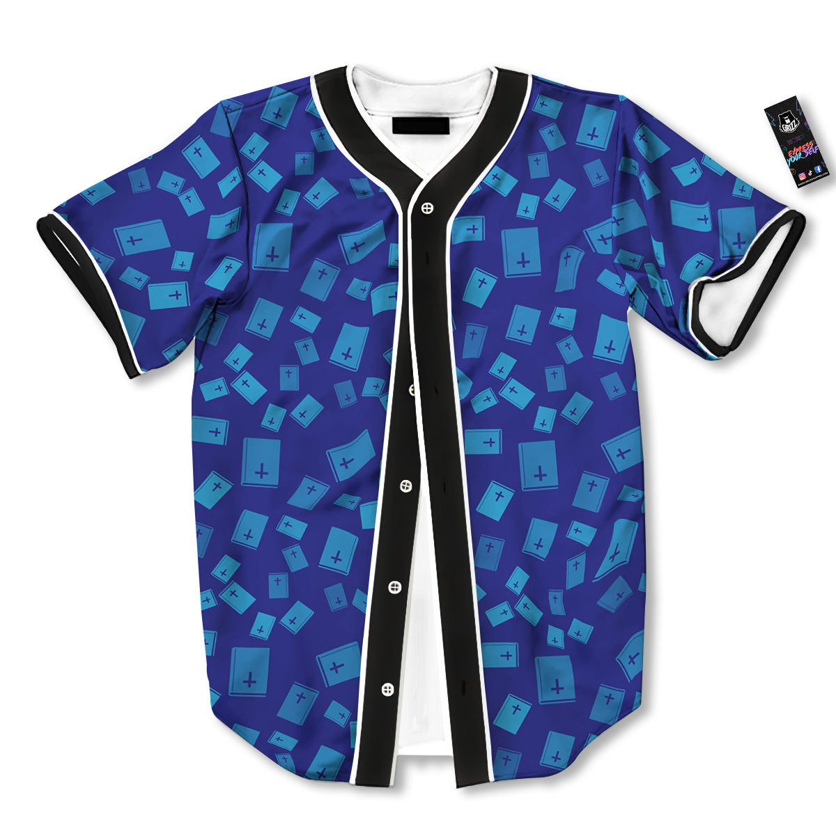 Holy Bible Blue Print Pattern Baseball Jersey-grizzshop