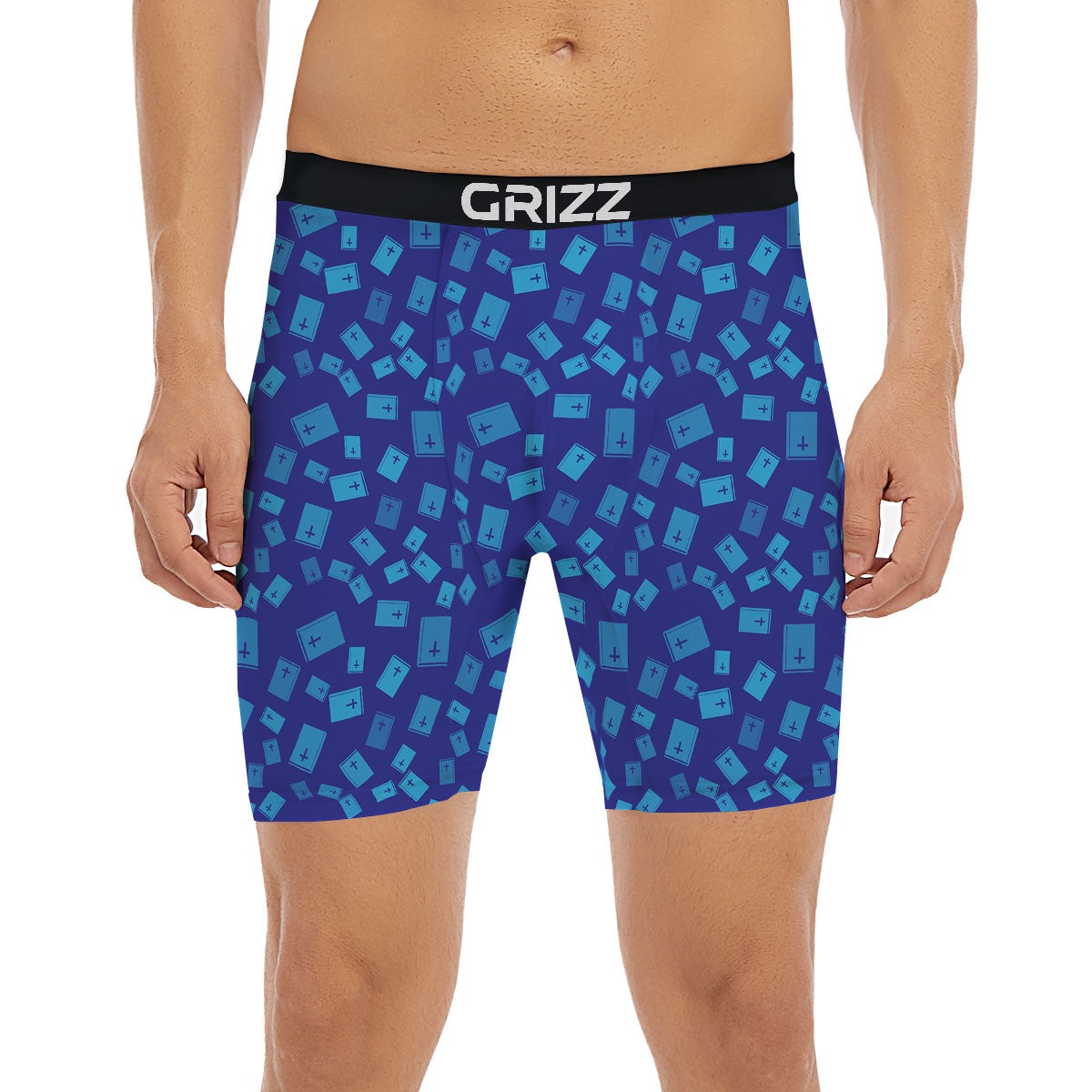 Holy Bible Blue Print Pattern Boxer Briefs-grizzshop