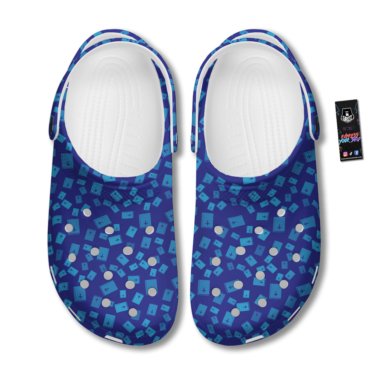 Holy Bible Blue Print Pattern Clog-grizzshop
