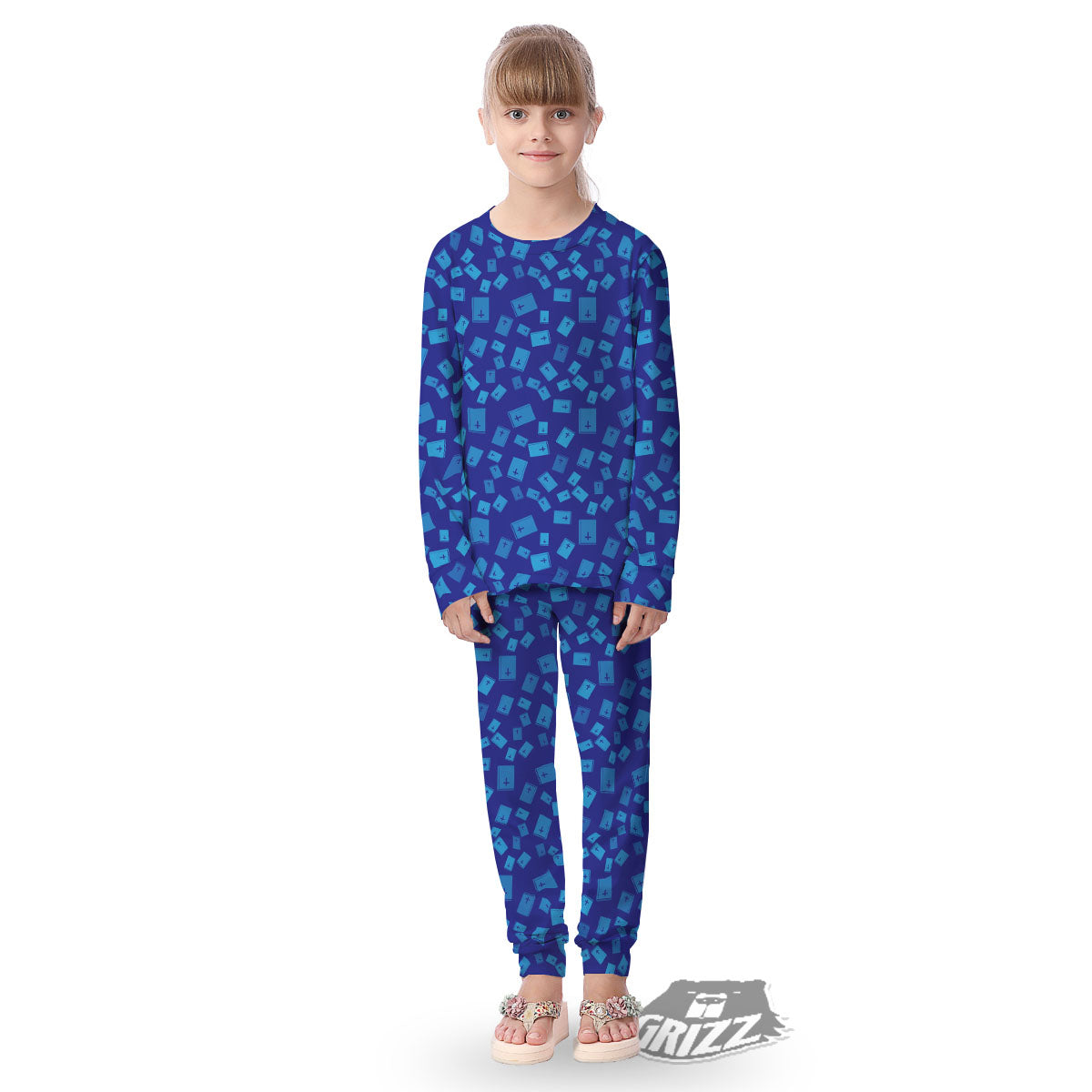 Holy Bible Blue Print Pattern Kid's Pajamas-grizzshop