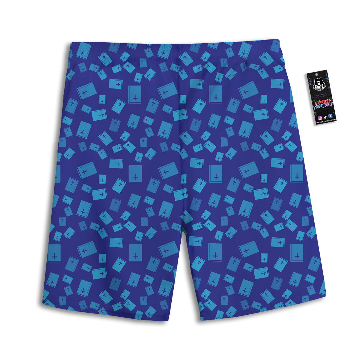 Holy Bible Blue Print Pattern Men's Athletic Shorts