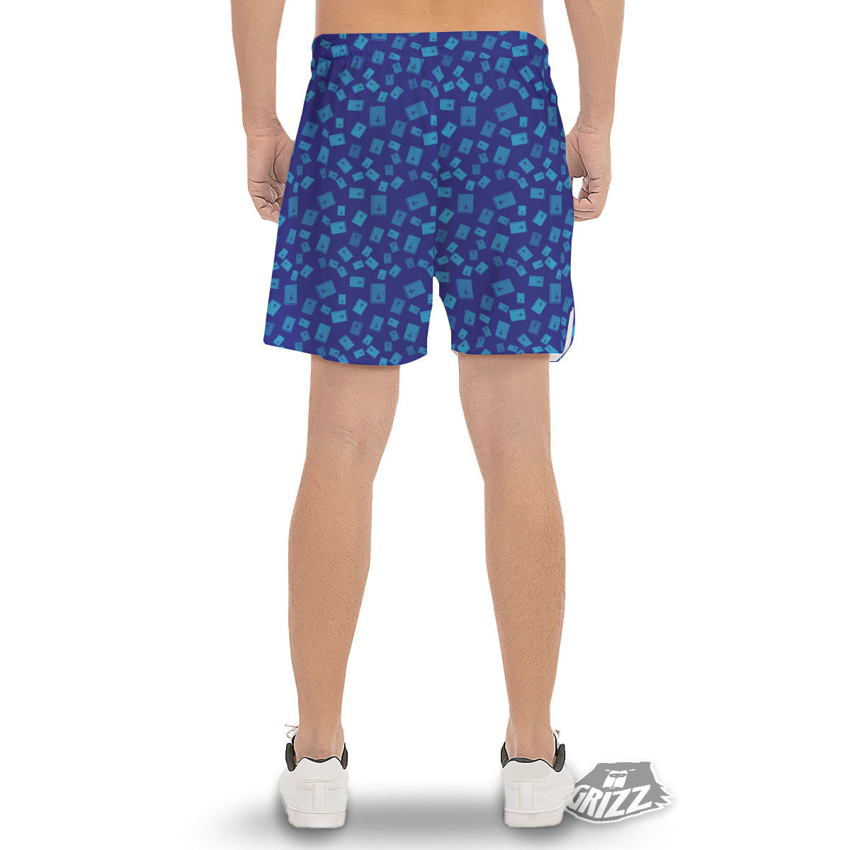Holy Bible Blue Print Pattern Men's Gym Shorts-grizzshop
