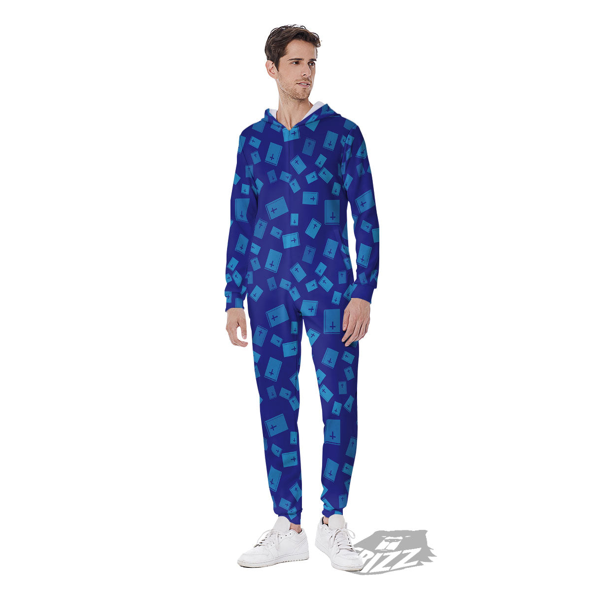 Holy Bible Blue Print Pattern Men's Jumpsuit-grizzshop