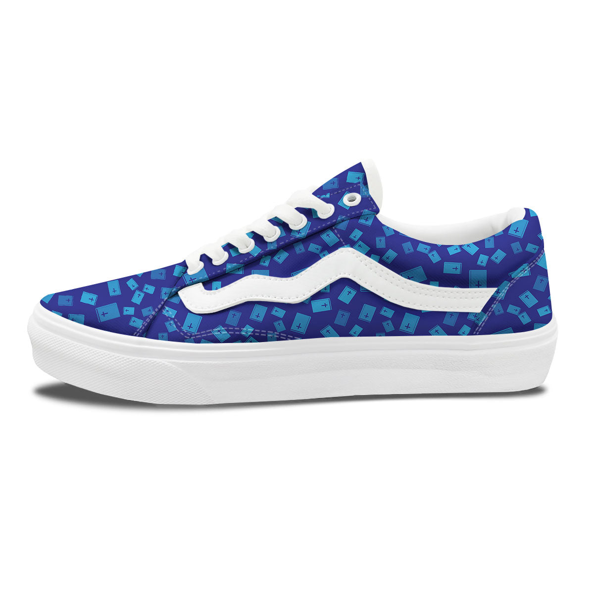 Holy Bible Blue Print Pattern Skate Shoes-grizzshop