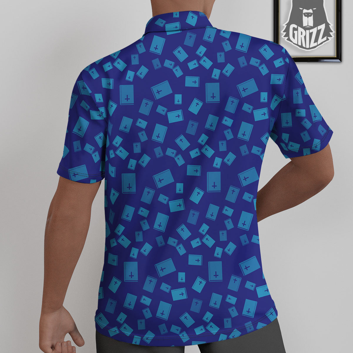 Holy Bible Blue Print Pattern Untucked Shirts-grizzshop